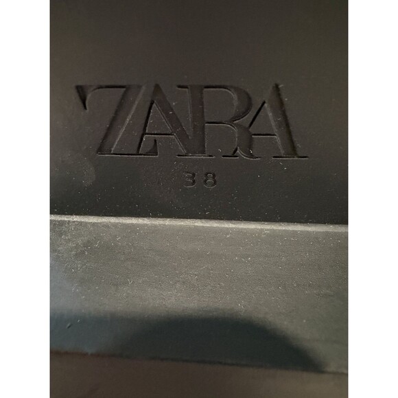 Zara Black Leather Black Ribbed Sock Ankle Boots Chelsea Women US 7.5 EUR 38 - Picture 15 of 15